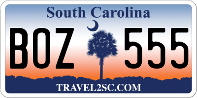SC license plate BOZ555