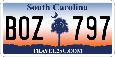 SC license plate BOZ797