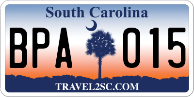 SC license plate BPA015