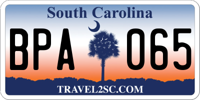 SC license plate BPA065