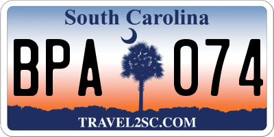 SC license plate BPA074