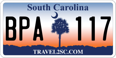 SC license plate BPA117