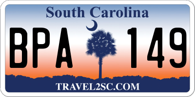 SC license plate BPA149