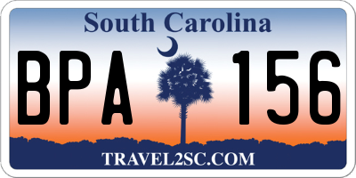 SC license plate BPA156