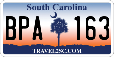 SC license plate BPA163