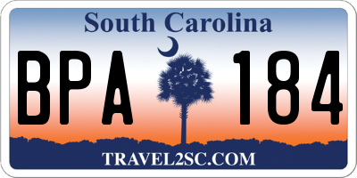 SC license plate BPA184