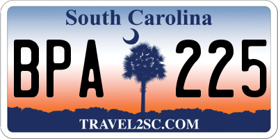 SC license plate BPA225