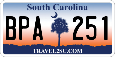 SC license plate BPA251