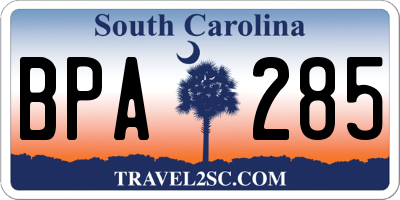 SC license plate BPA285