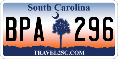 SC license plate BPA296
