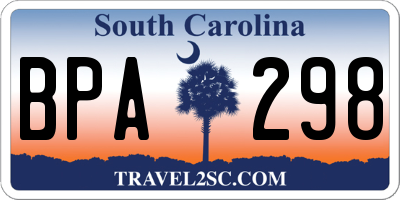 SC license plate BPA298