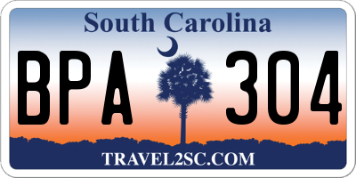 SC license plate BPA304