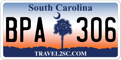 SC license plate BPA306