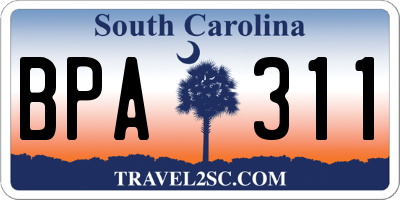 SC license plate BPA311