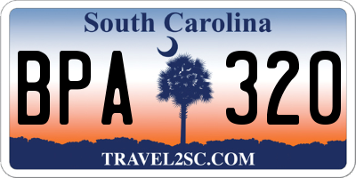 SC license plate BPA320