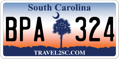 SC license plate BPA324