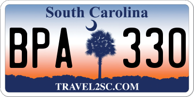 SC license plate BPA330