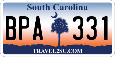 SC license plate BPA331
