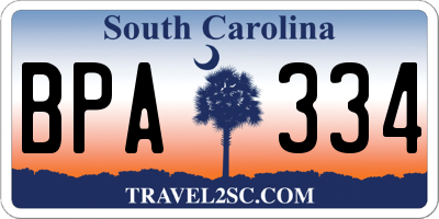SC license plate BPA334