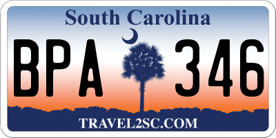SC license plate BPA346