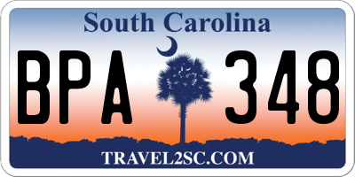 SC license plate BPA348
