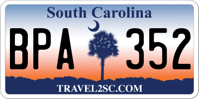 SC license plate BPA352
