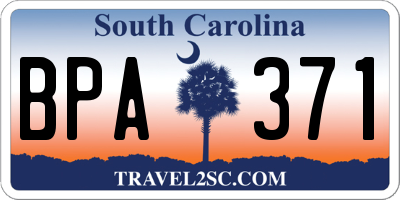 SC license plate BPA371