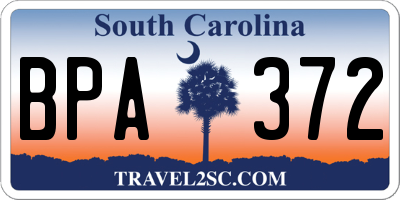 SC license plate BPA372
