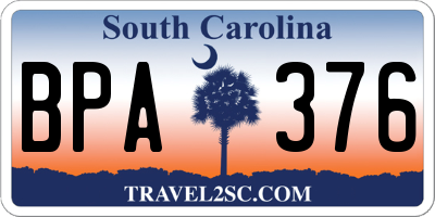 SC license plate BPA376