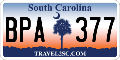 SC license plate BPA377