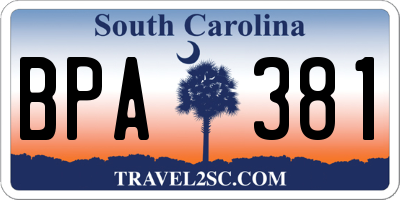 SC license plate BPA381