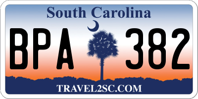 SC license plate BPA382