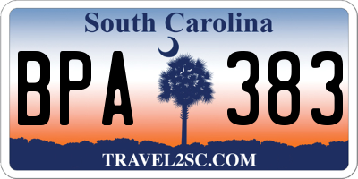 SC license plate BPA383