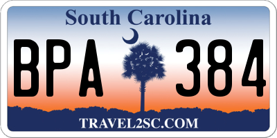 SC license plate BPA384