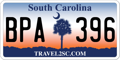 SC license plate BPA396