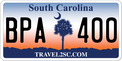 SC license plate BPA400