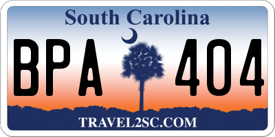 SC license plate BPA404