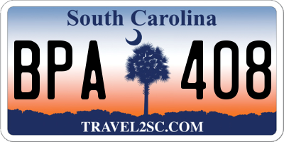 SC license plate BPA408
