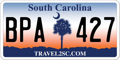 SC license plate BPA427