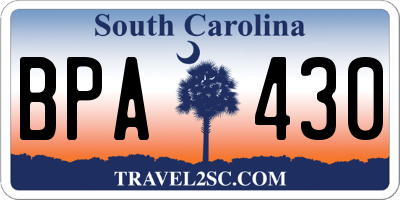 SC license plate BPA430