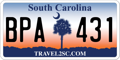 SC license plate BPA431