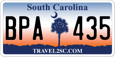 SC license plate BPA435