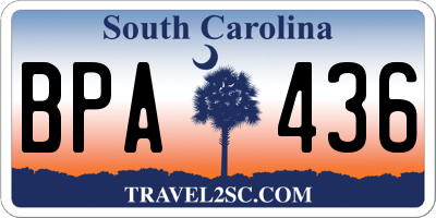 SC license plate BPA436