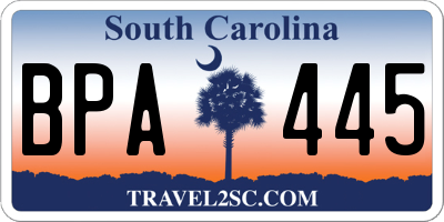 SC license plate BPA445