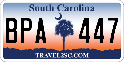 SC license plate BPA447