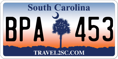 SC license plate BPA453