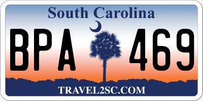 SC license plate BPA469