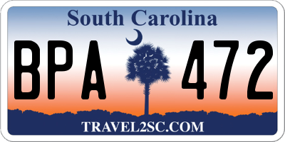 SC license plate BPA472