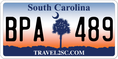 SC license plate BPA489