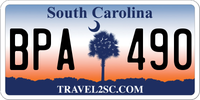 SC license plate BPA490